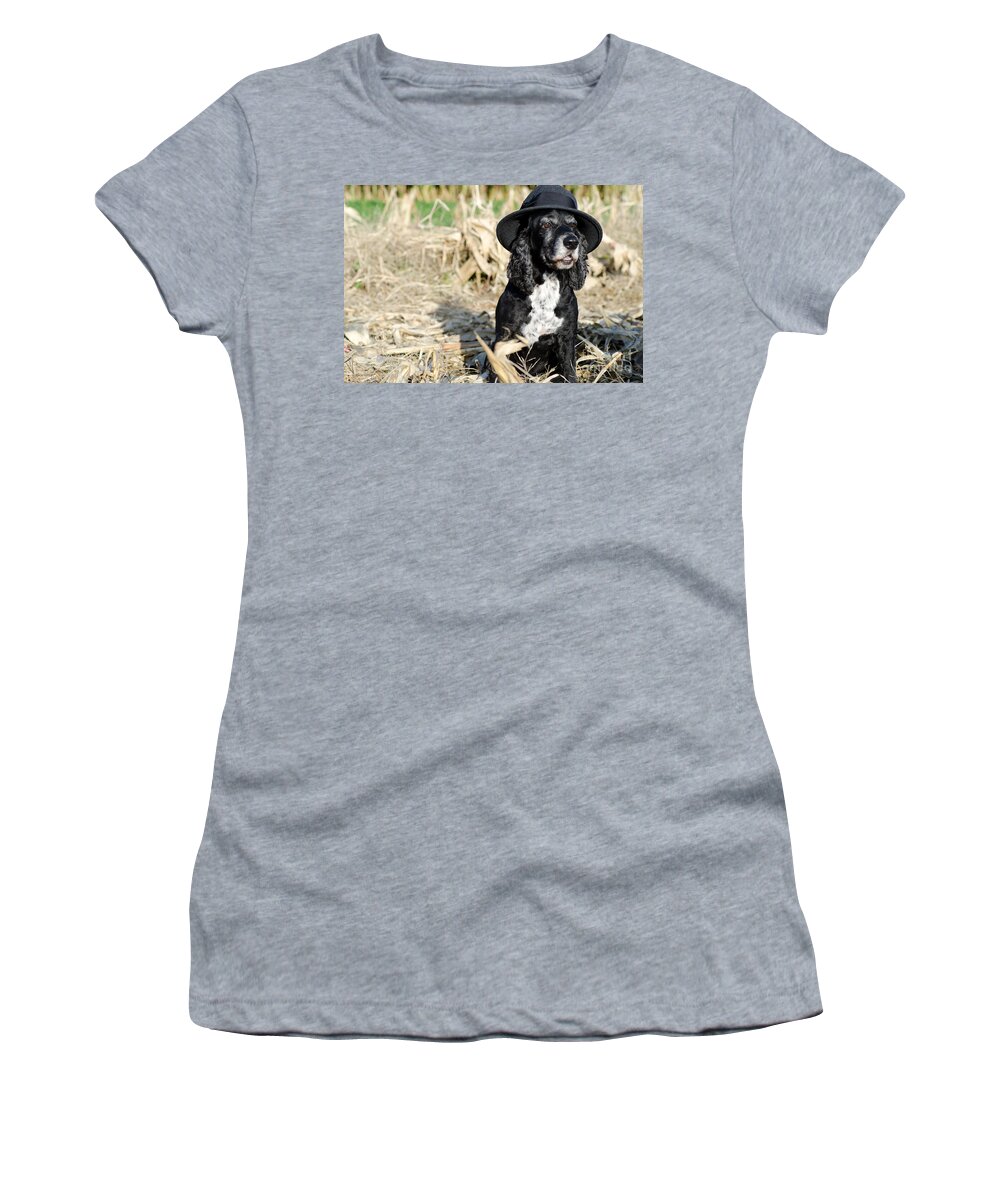 Dog Women's T-Shirt featuring the photograph Dog with a hat by Mats Silvan