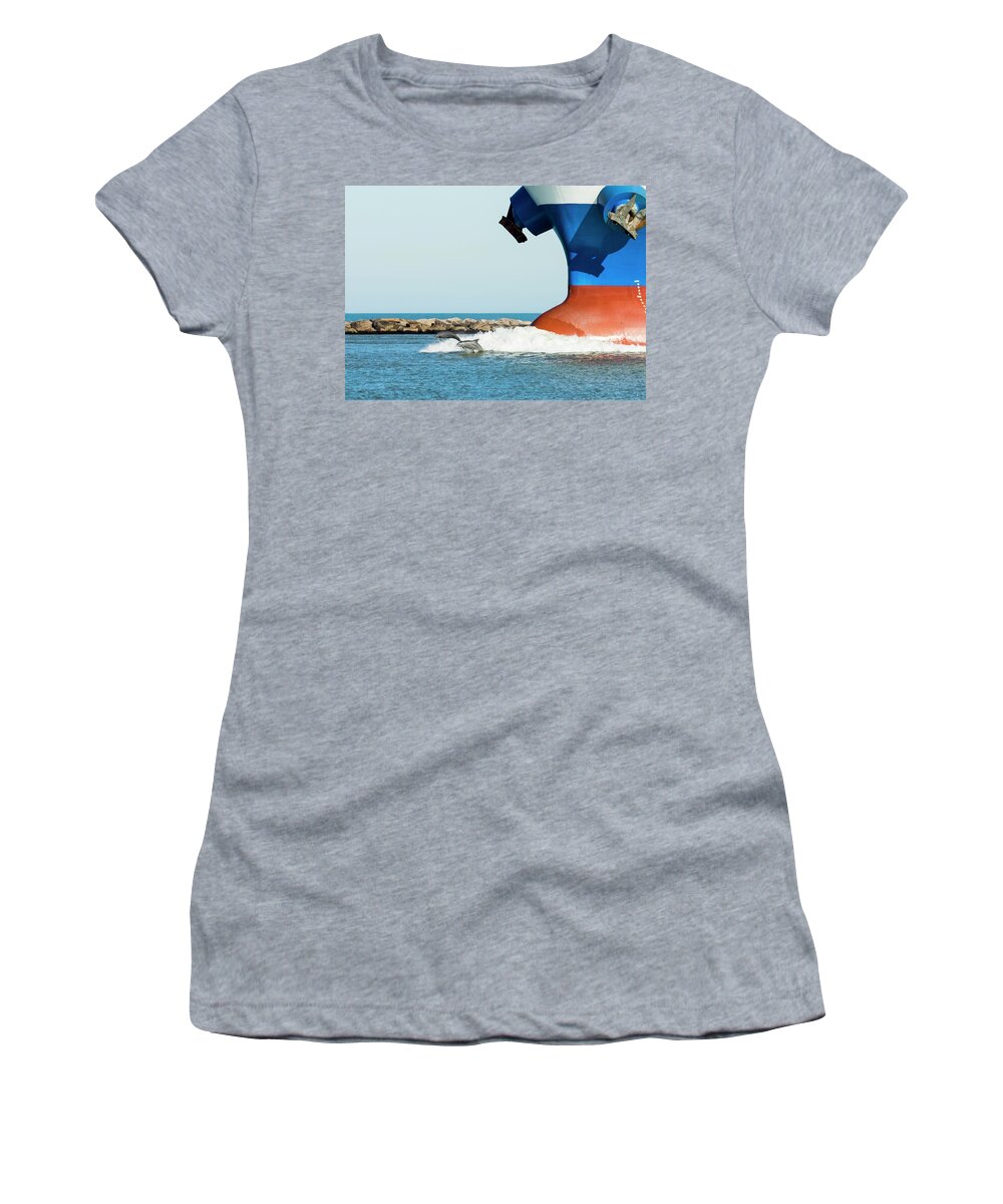 Dolphins Women's T-Shirt featuring the photograph Dolphin Guides by Paula Ponath