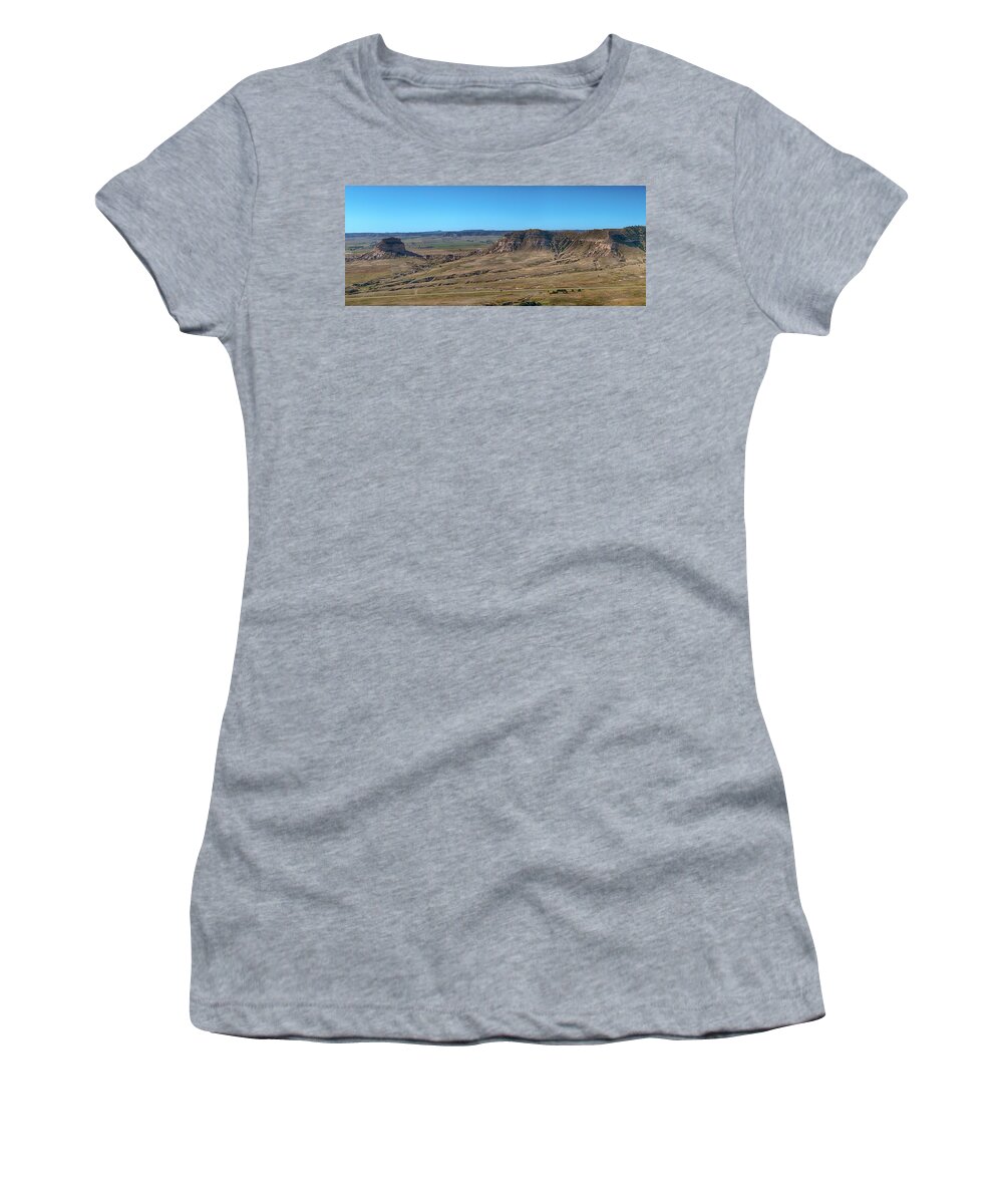 Scotts Bluff Women's T-Shirt featuring the photograph Dome Rock Panorama by Susan Rissi Tregoning