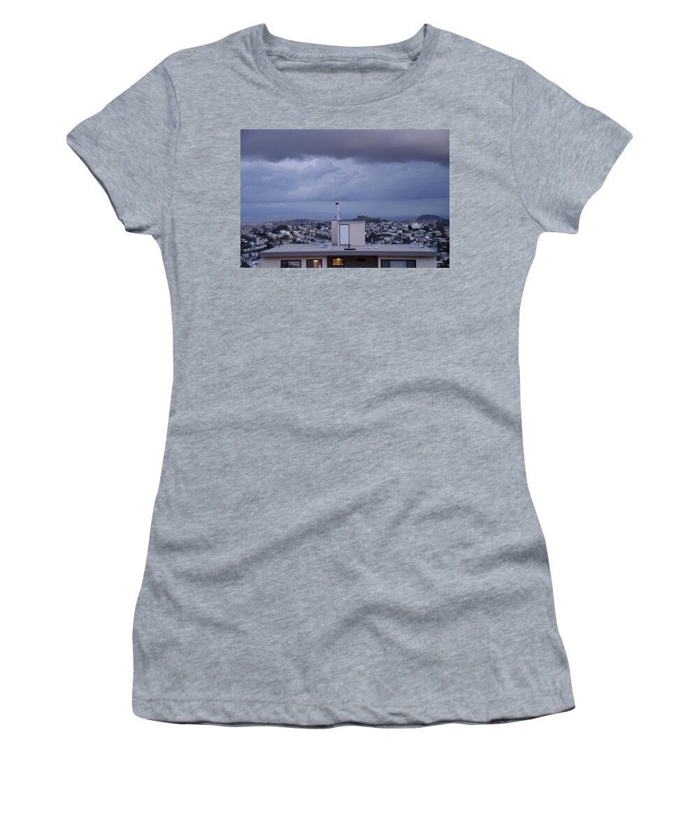 Sky Women's T-Shirt featuring the photograph Door on the Roof by Erik Burg