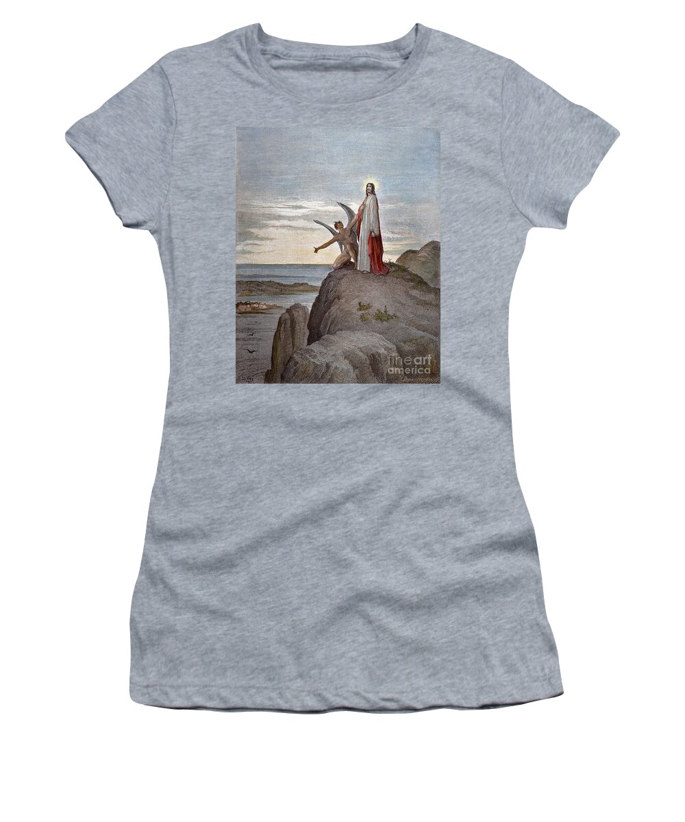 19th Century Women's T-Shirt featuring the drawing Temptation Of Jesus by Gustave Dore