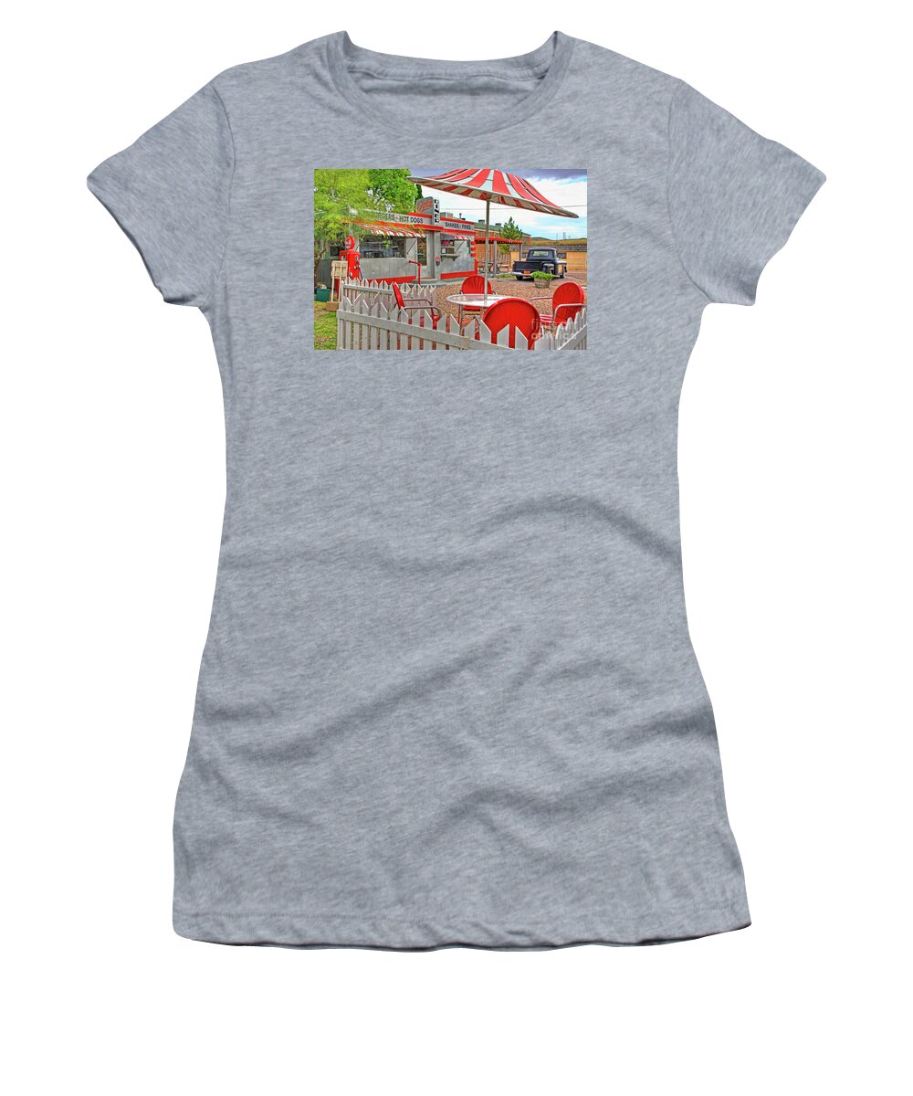 Dot's Diner Women's T-Shirt featuring the photograph Dot's Diner in Bisbee Arizona by Charlene Mitchell