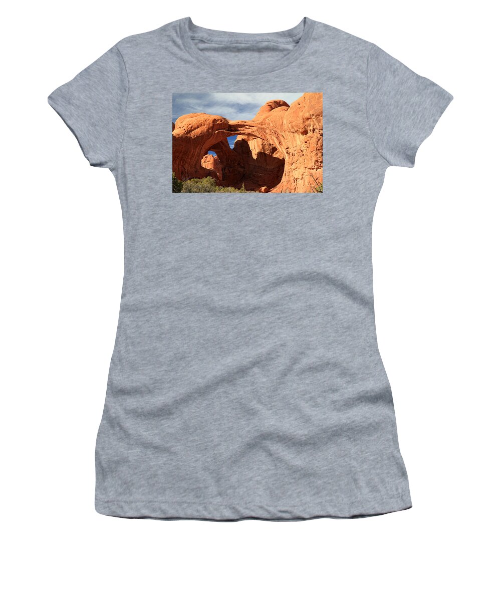 Arches Women's T-Shirt featuring the photograph Double arch in Arches national park by Pierre Leclerc Photography