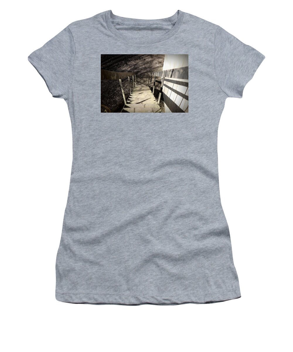 Stairs Women's T-Shirt featuring the photograph Doubting stairs by Lukasz Ryszka
