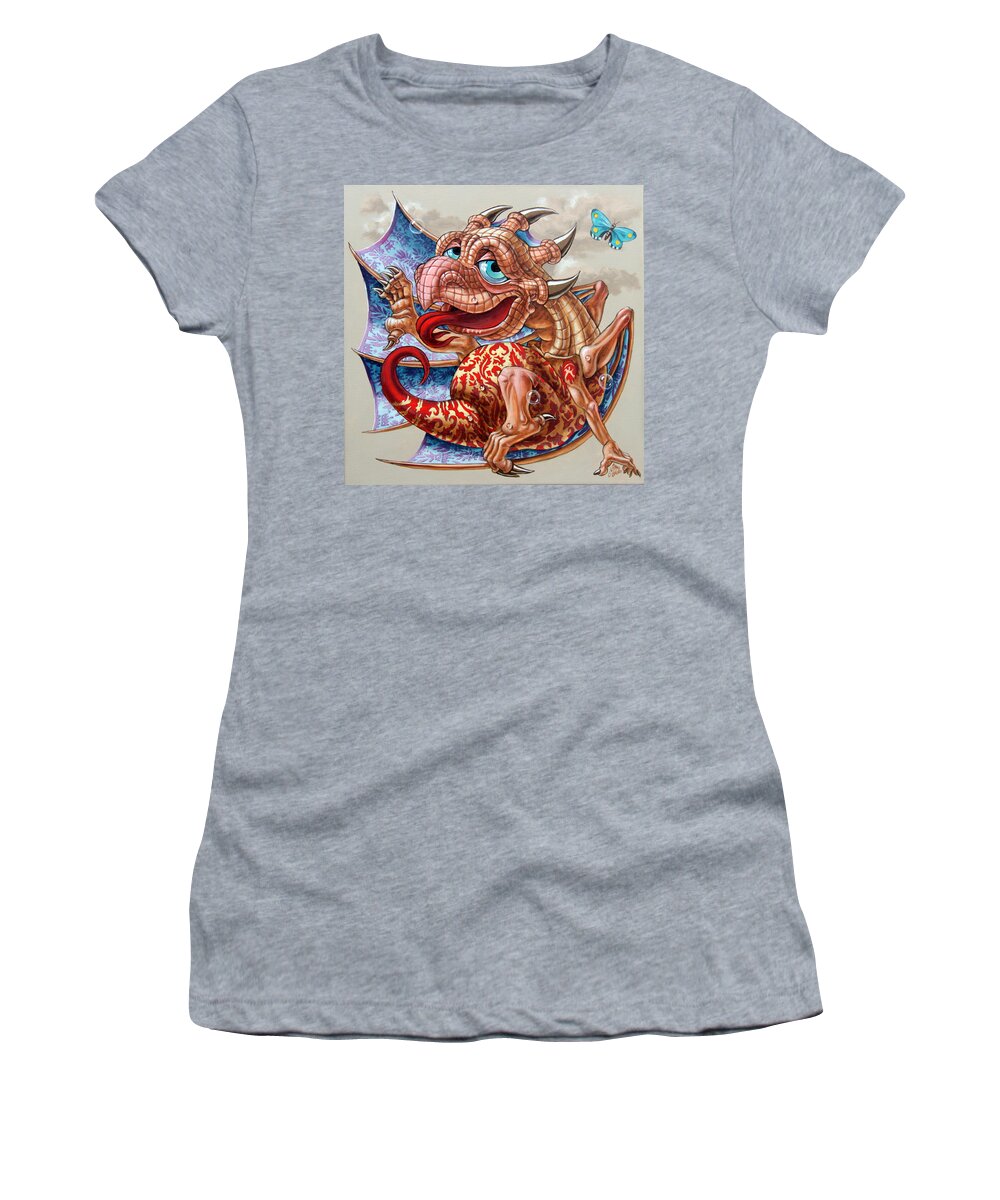 Dragon Women's T-Shirt featuring the painting Dragon and Butterfly by Victor Molev