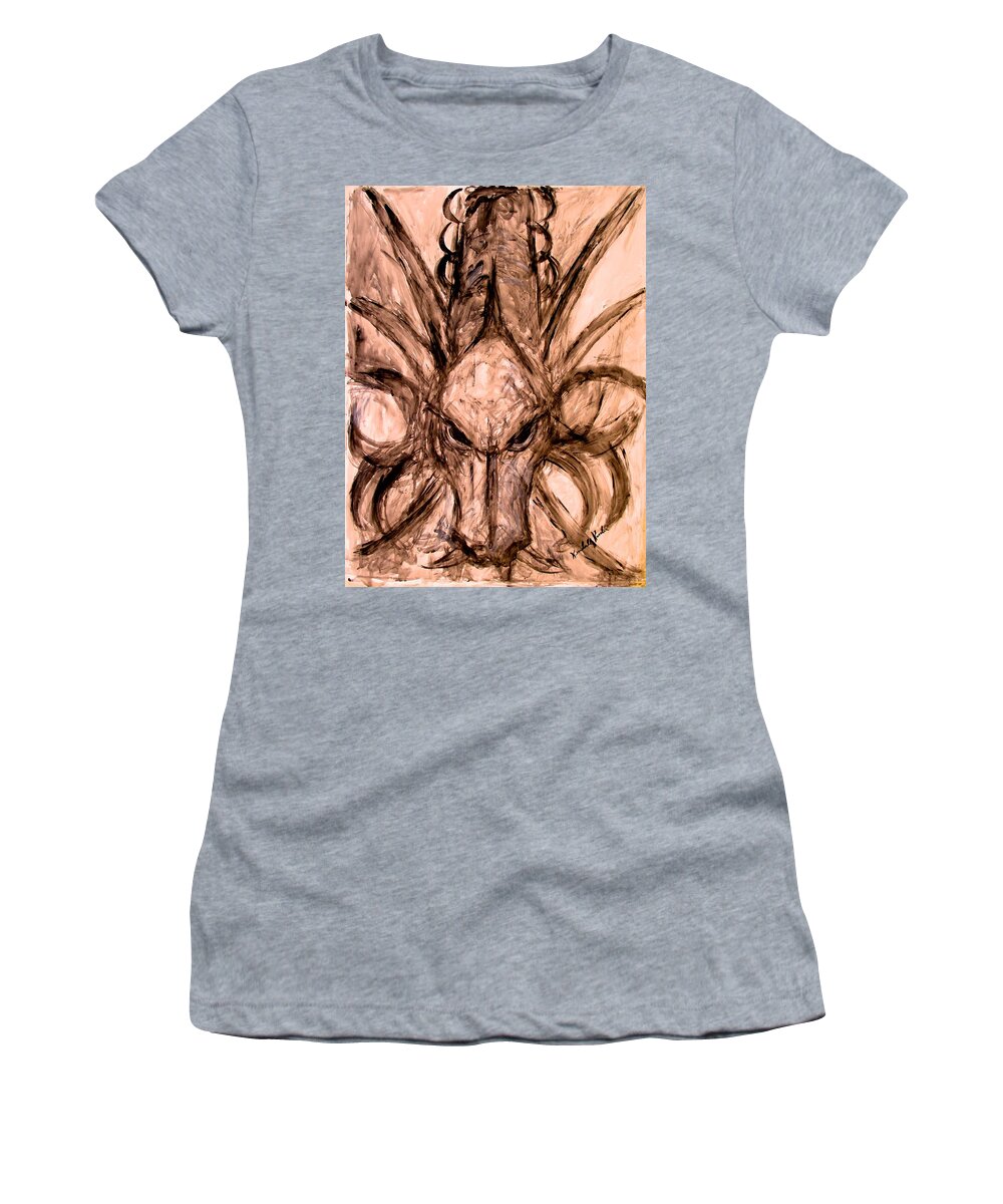 Dragon Women's T-Shirt featuring the painting Dragon Stare Stage One by Kendall Kessler