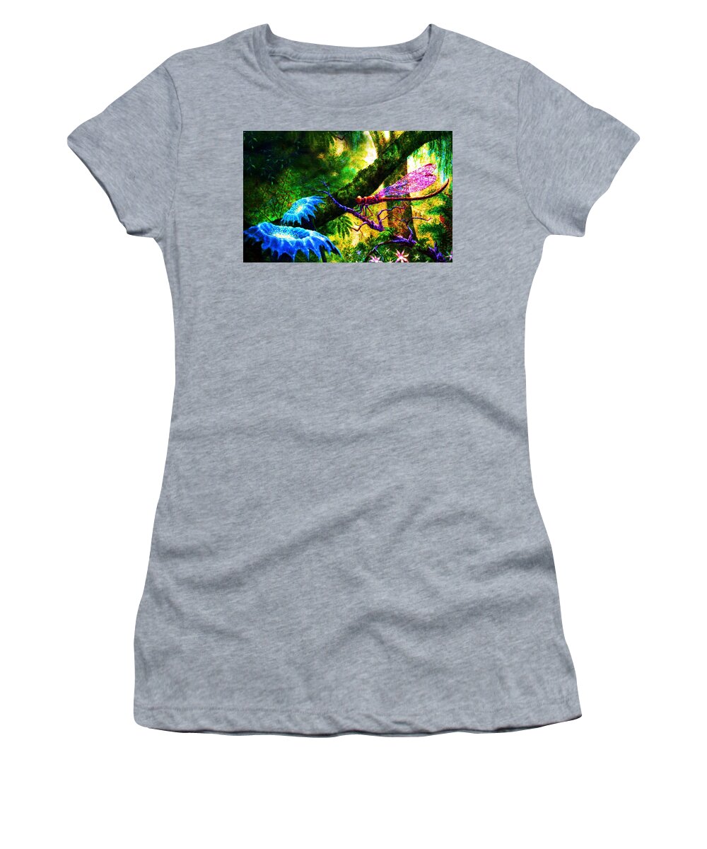 Dragonfly Women's T-Shirt featuring the painting Dragonfly by Hartmut Jager