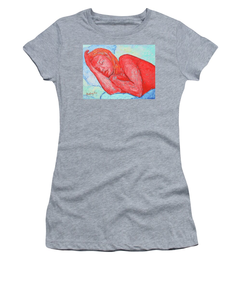 Nude Women's T-Shirt featuring the painting Dream Big  by Xueling Zou