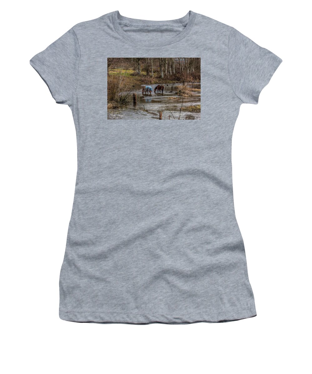 Animals Women's T-Shirt featuring the photograph Drinking Horses by Mark Joseph