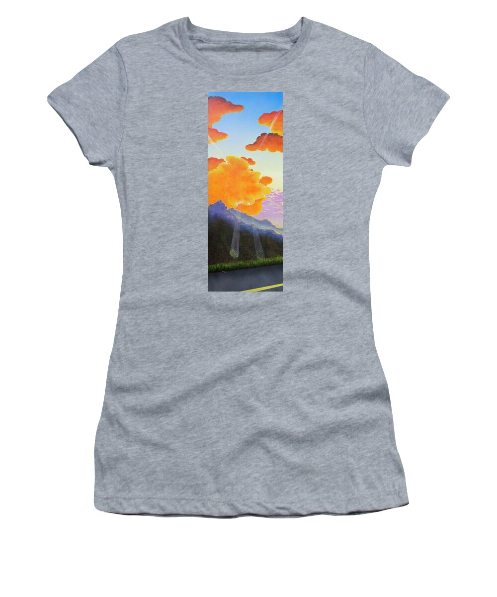 Sunset Women's T-Shirt featuring the painting Drive By by Jack Malloch