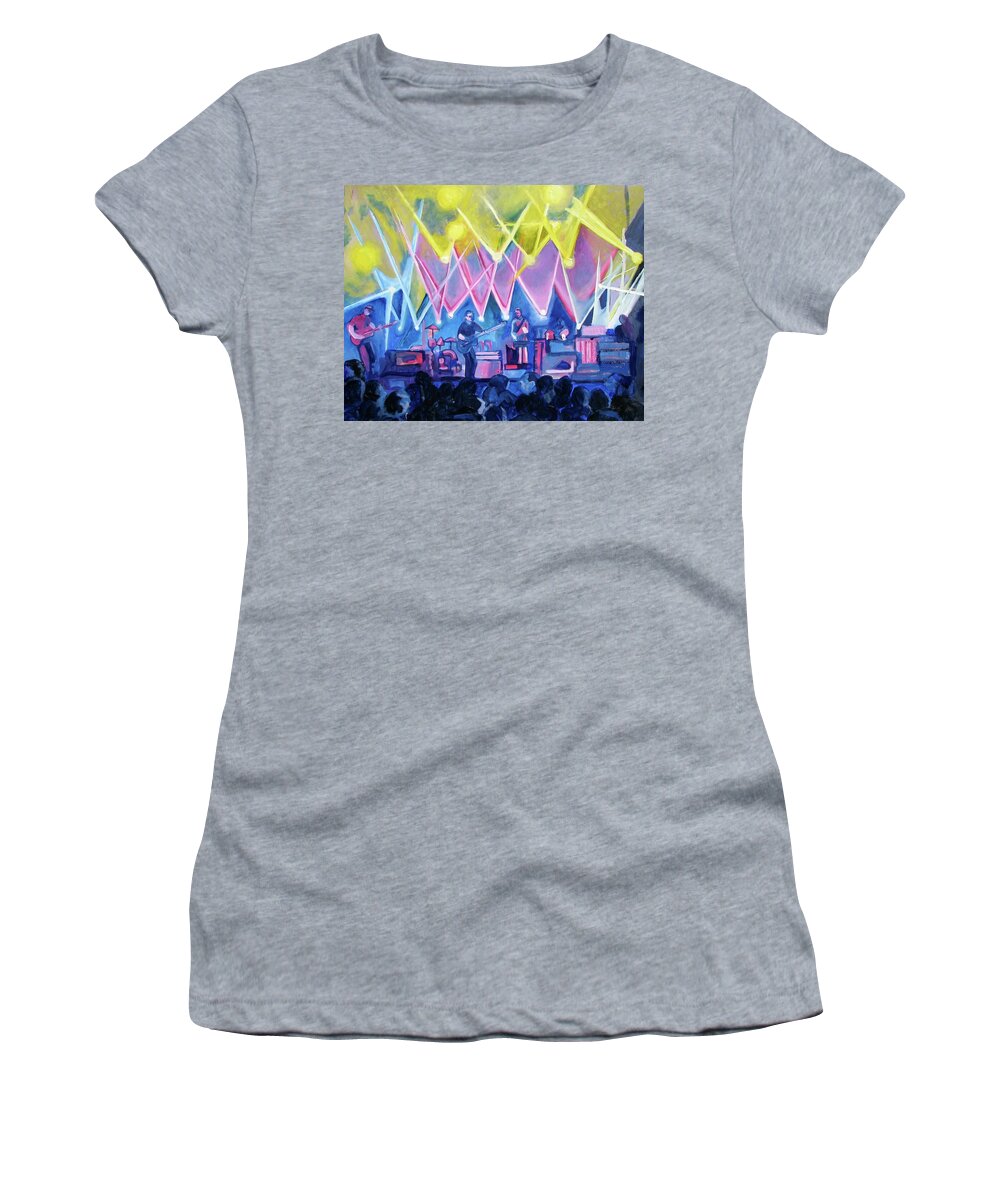 Night Scenes Women's T-Shirt featuring the painting Dru's Night with Um by Patricia Arroyo