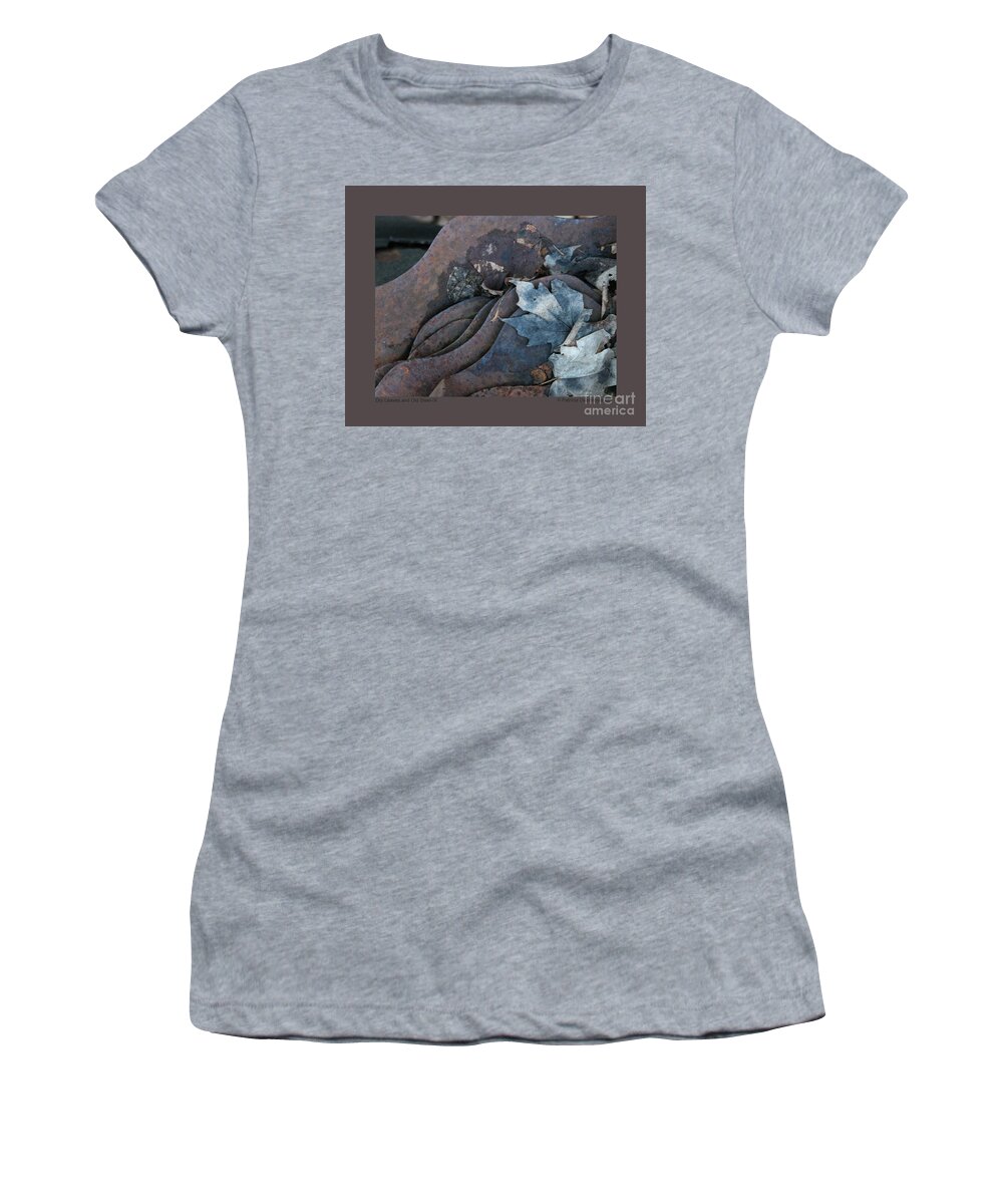 Abstract Women's T-Shirt featuring the photograph Dry Leaves and Old Steel-IX by Patricia Overmoyer