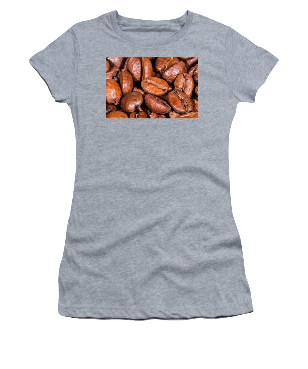 Starbucks Women's T-Shirt featuring the photograph Dry Roasted Coffee Beans by SR Green