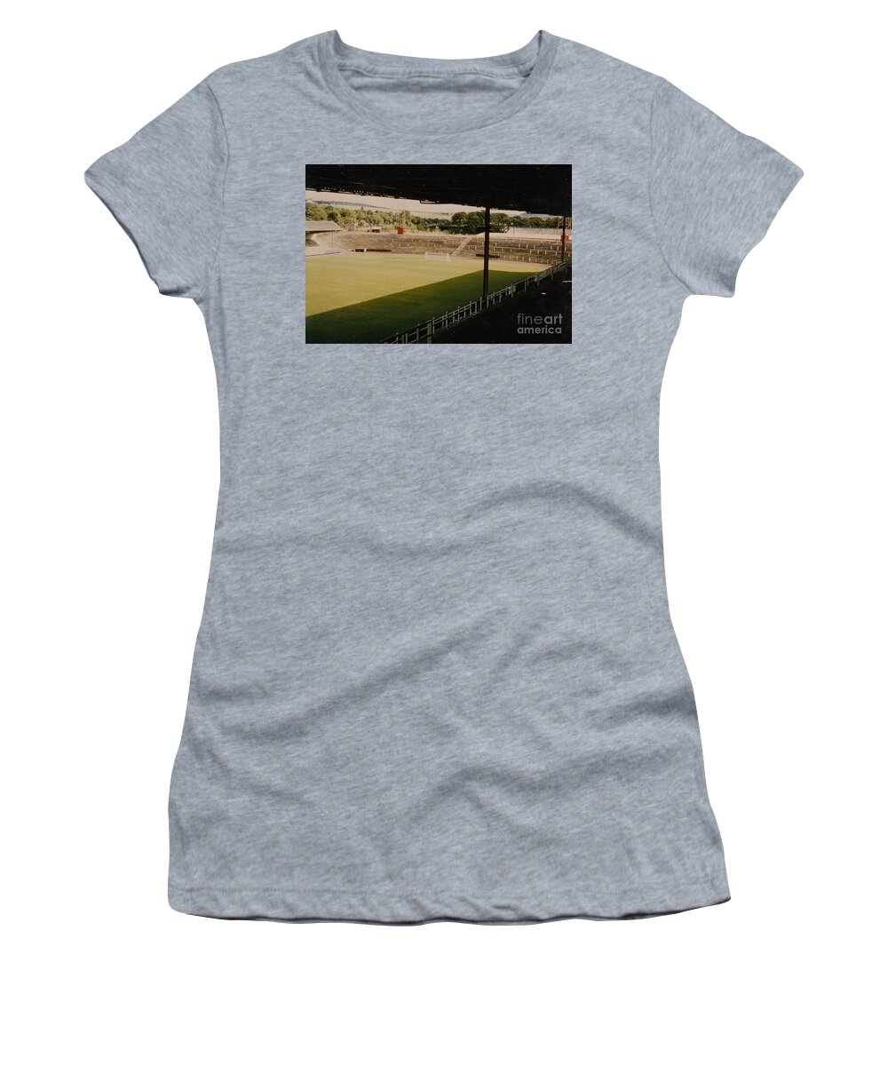  Women's T-Shirt featuring the photograph Dunfermline Athletic - East End Park - East End 1 - 1980s by Legendary Football Grounds