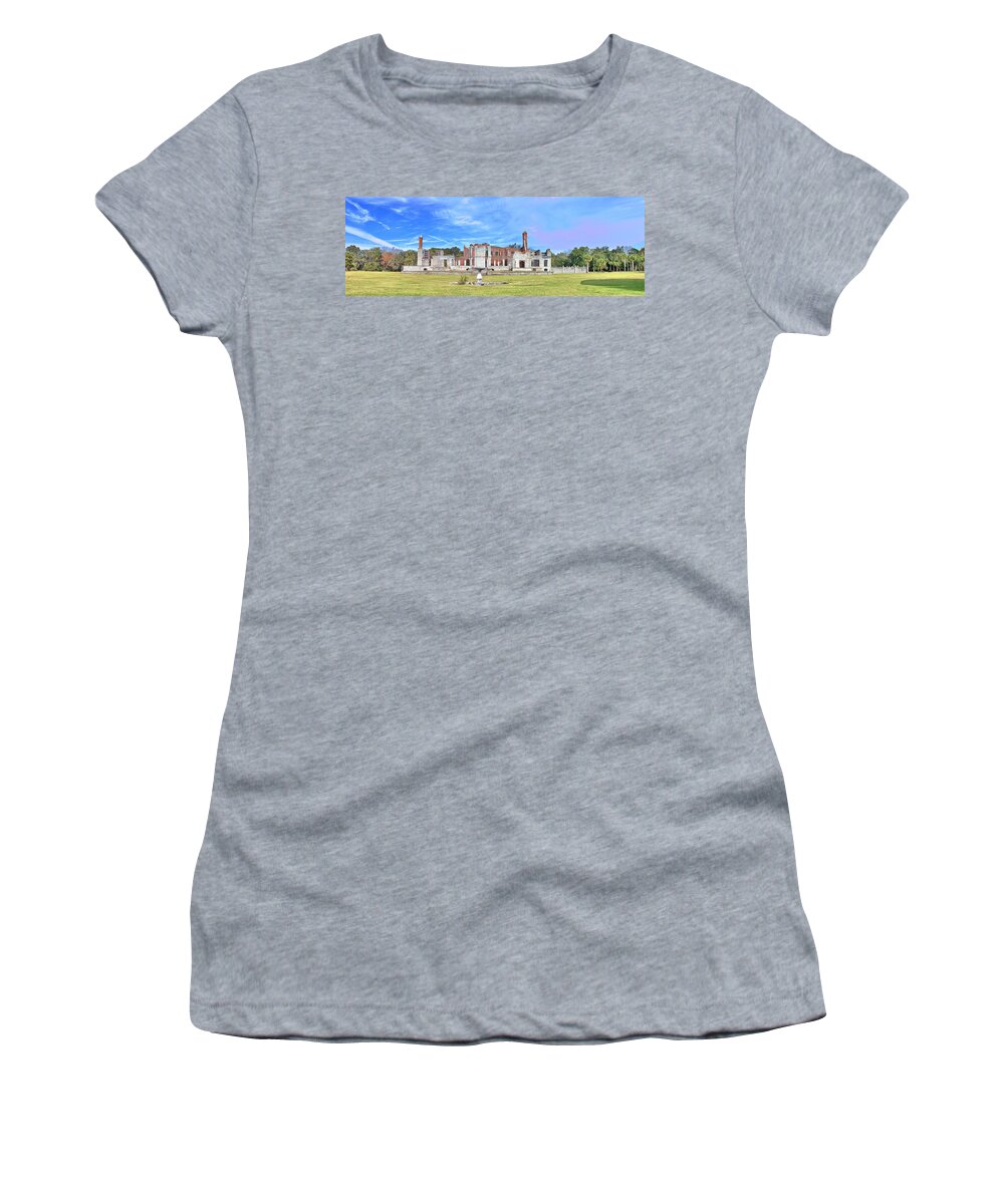 13032 Women's T-Shirt featuring the photograph Dungeness Ruins by Gordon Elwell