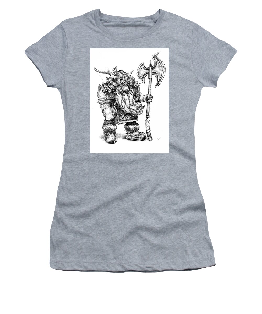 Dwarf Women's T-Shirt featuring the drawing Dwarf by Aaron Spong