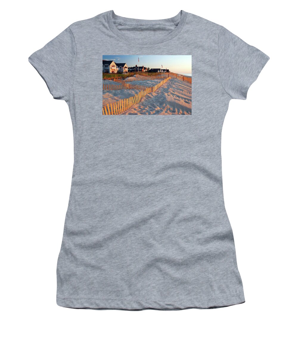 Mantoloking Women's T-Shirt featuring the photograph Early Morning on the Shore by James Kirkikis