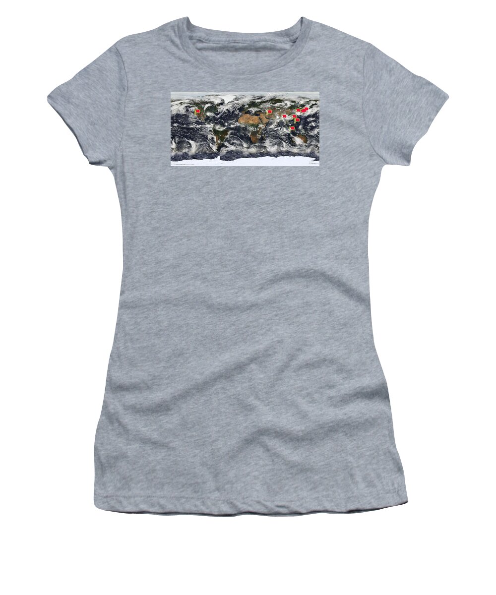 Globe Women's T-Shirt featuring the painting Earth s Vital Signs by Celestial Images