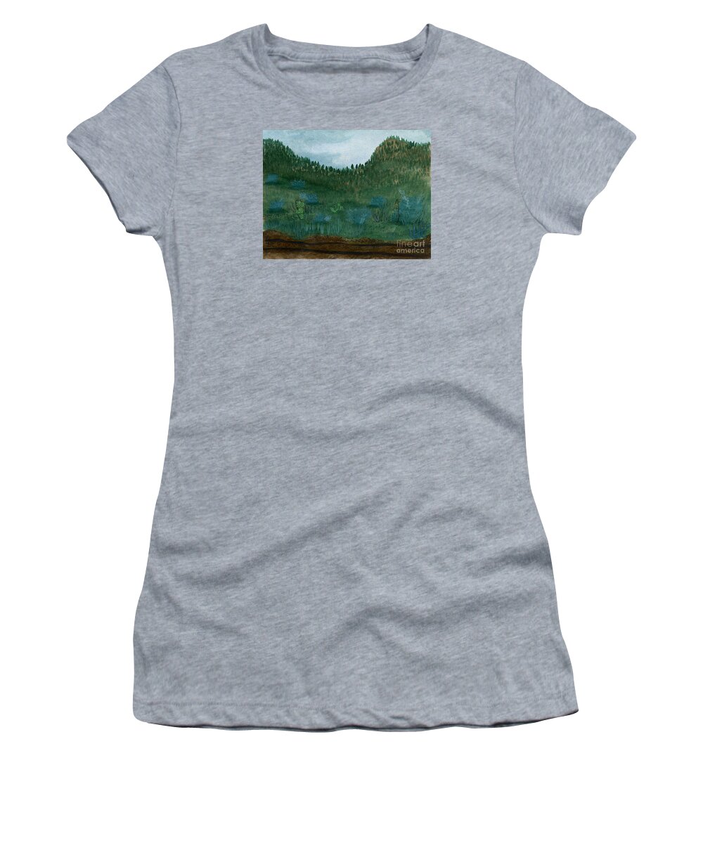 Pinehills Women's T-Shirt featuring the painting Eastern Pinehills by Victor Vosen
