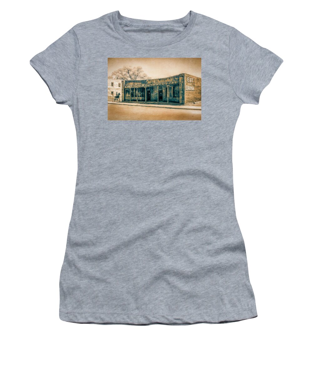 Old West Women's T-Shirt featuring the photograph Eat and Drink by Lou Novick