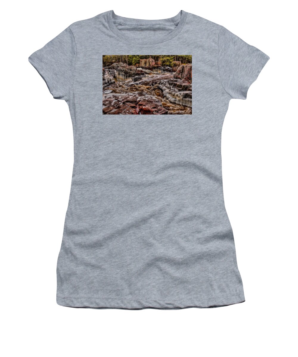 Eau Claire Dells Women's T-Shirt featuring the photograph Eau Claire River Through The Chute by Dale Kauzlaric