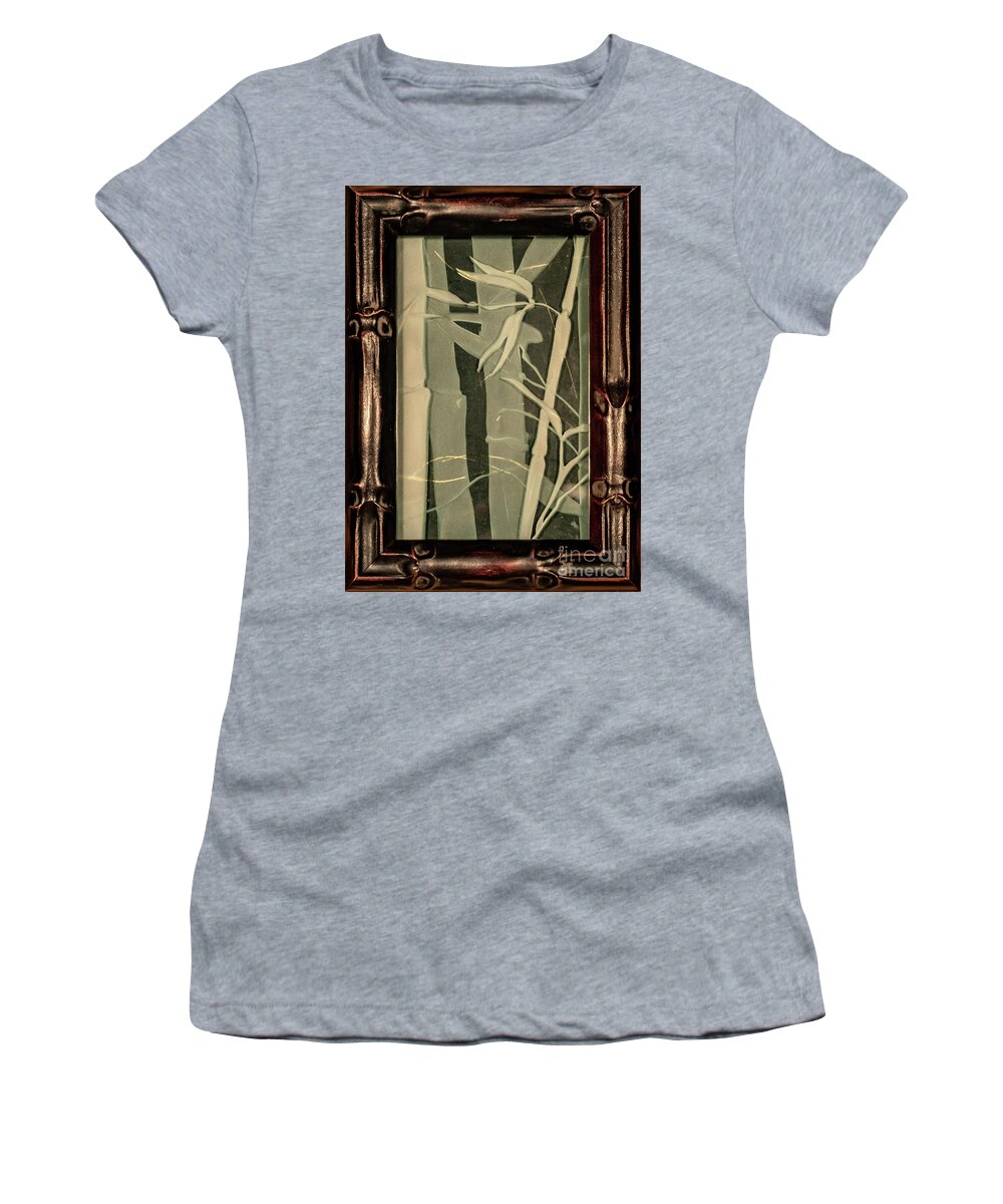Bamboo Women's T-Shirt featuring the glass art Eclipse Bamboo with Frame by Alone Larsen