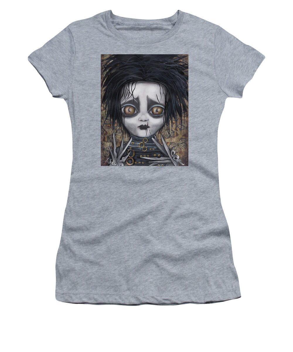 Edward Scissorhands Scissors Women's T-Shirt featuring the painting Edward Scissorhands by Abril Andrade