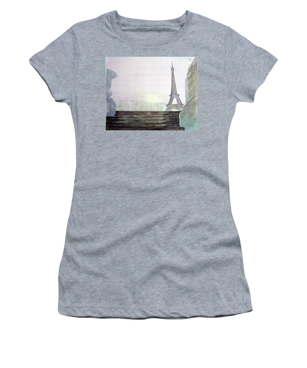 Eiffel Women's T-Shirt featuring the painting Eiffel Tower by Karen Coggeshall