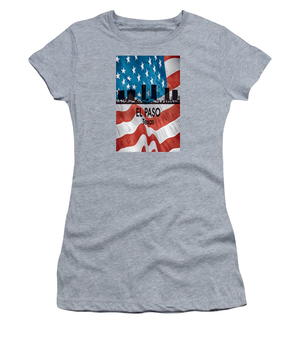 El Paso Women's T-Shirt featuring the digital art El Paso TX American Flag Vertical by Angelina Tamez