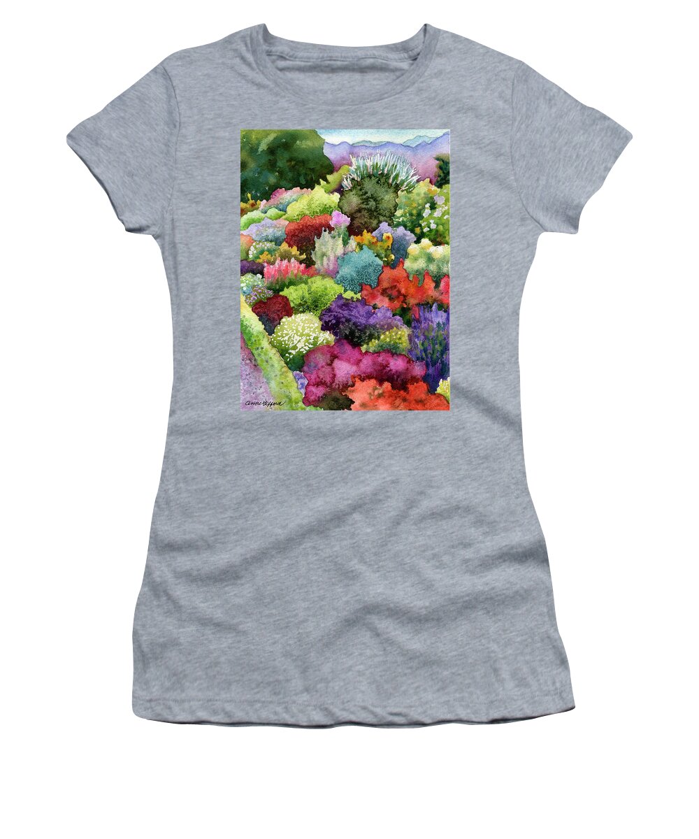 Garden Painting Women's T-Shirt featuring the painting Electric Garden by Anne Gifford