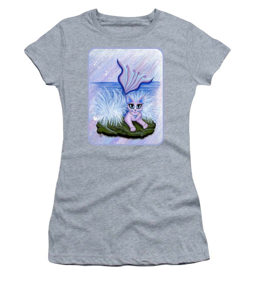 Elements Women's T-Shirt featuring the painting Elemental Water Mermaid Cat by Carrie Hawks