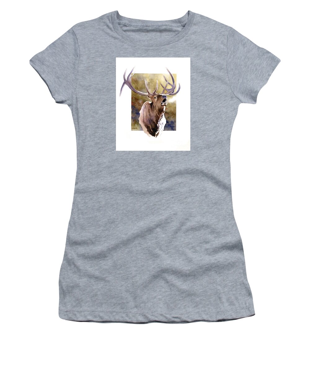 Elk Women's T-Shirt featuring the painting Elk Call by David Rogers
