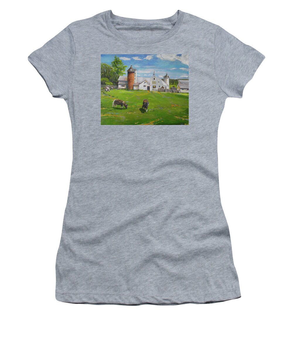 Elm Grove Women's T-Shirt featuring the painting Elm Grove Farm by Susan Esbensen