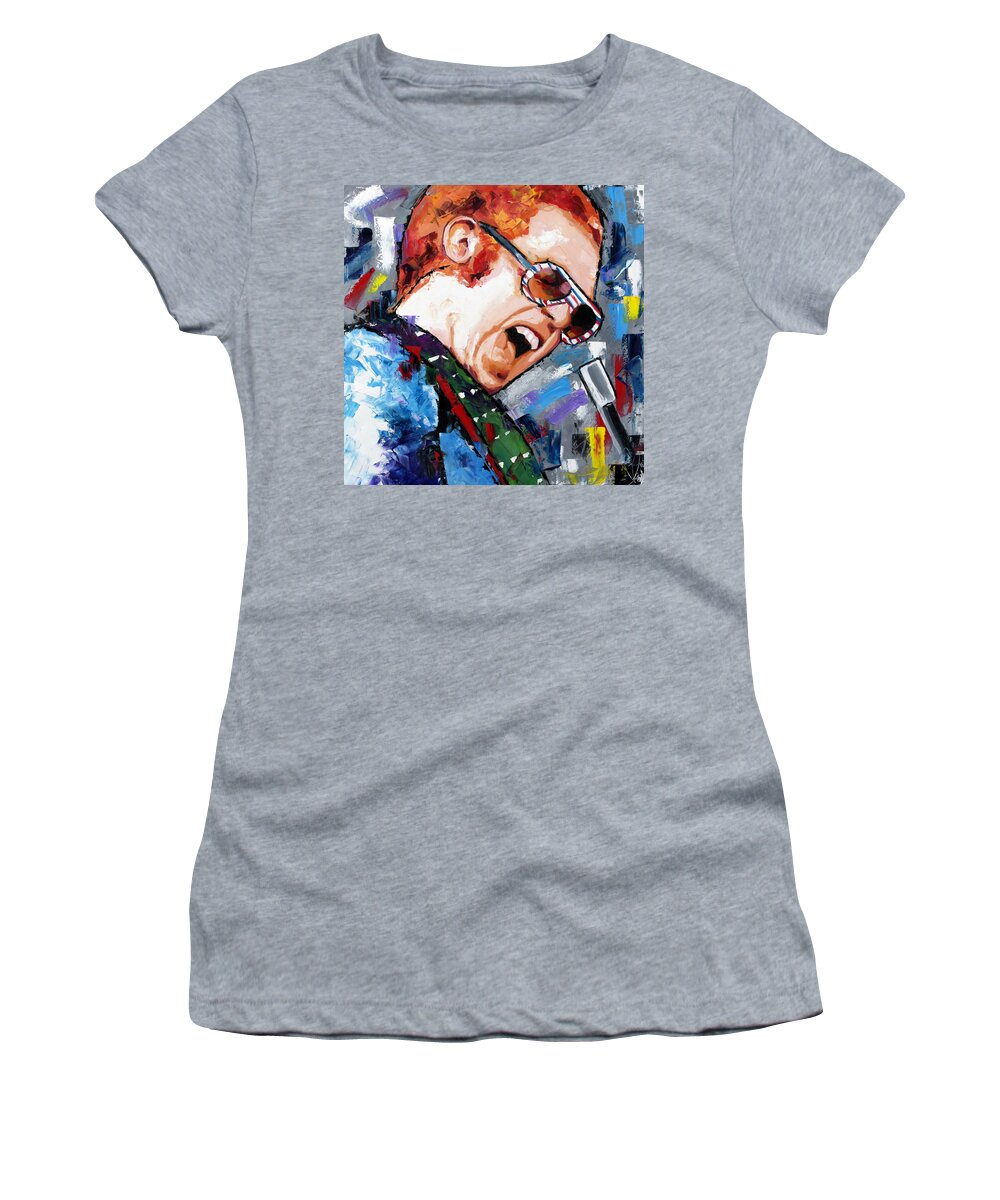 Elton John Women's T-Shirt featuring the painting Elton John by Richard Day