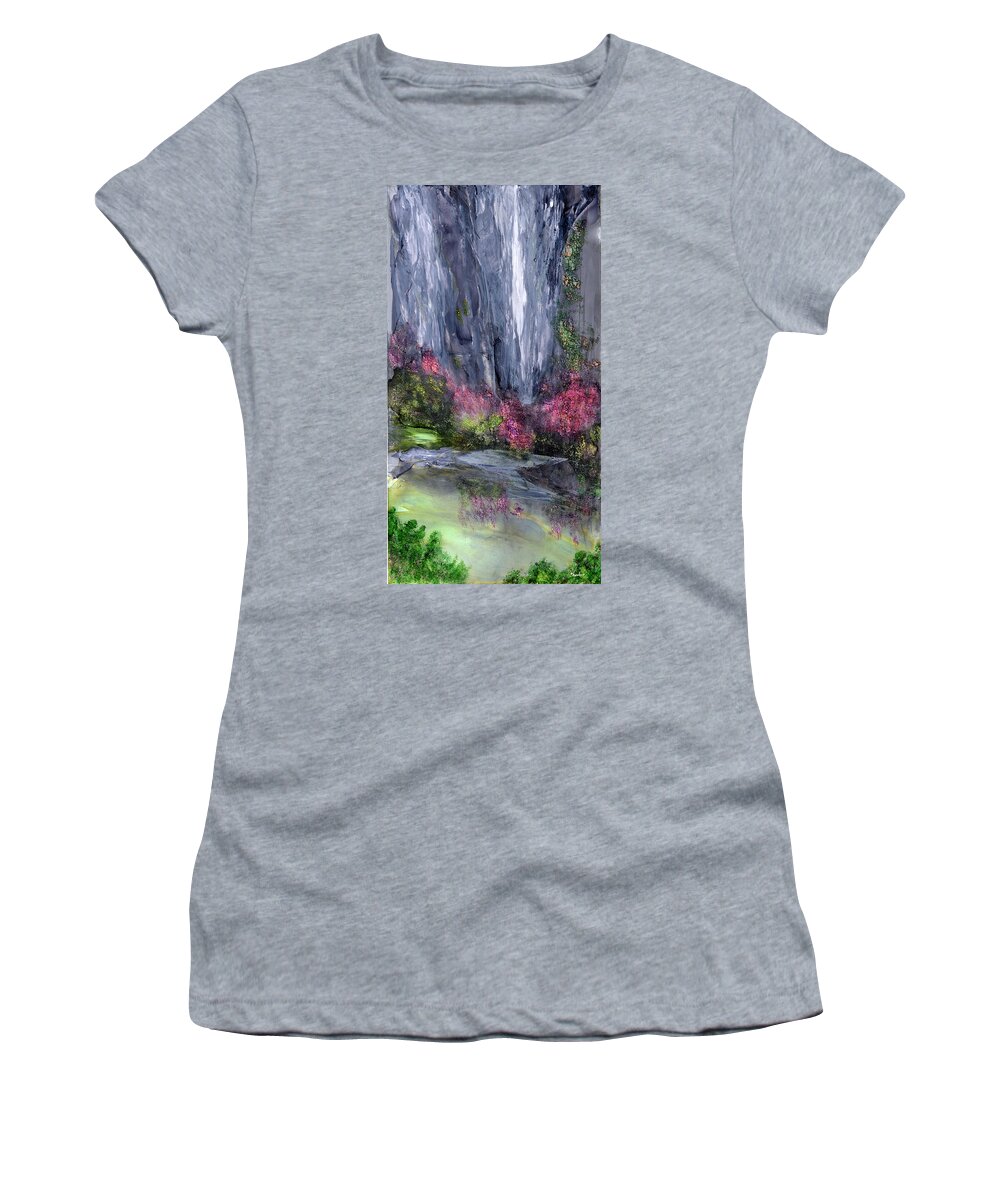 Abstract Landscape Women's T-Shirt featuring the painting Emerald Grotto by Charlene Fuhrman-Schulz