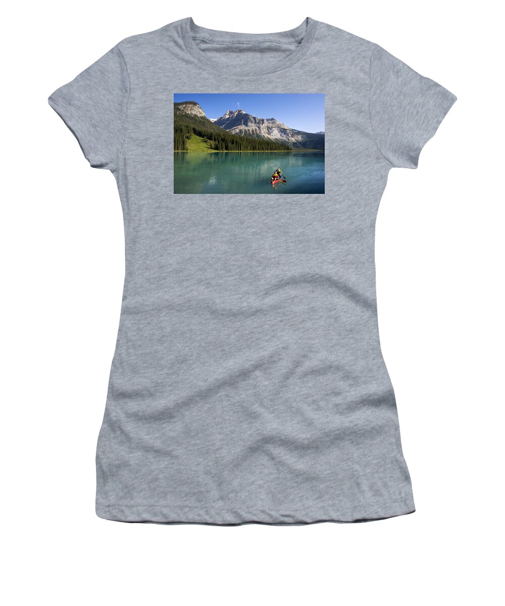 Travel Photography Women's T-Shirt featuring the photograph Emerald Lake by Inge Riis McDonald