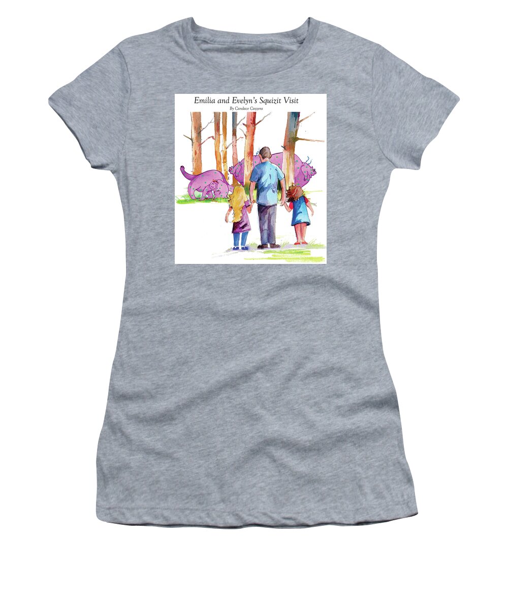 Children's Book Women's T-Shirt featuring the painting Emilia and Evelyn's Squizit Visit by P Anthony Visco