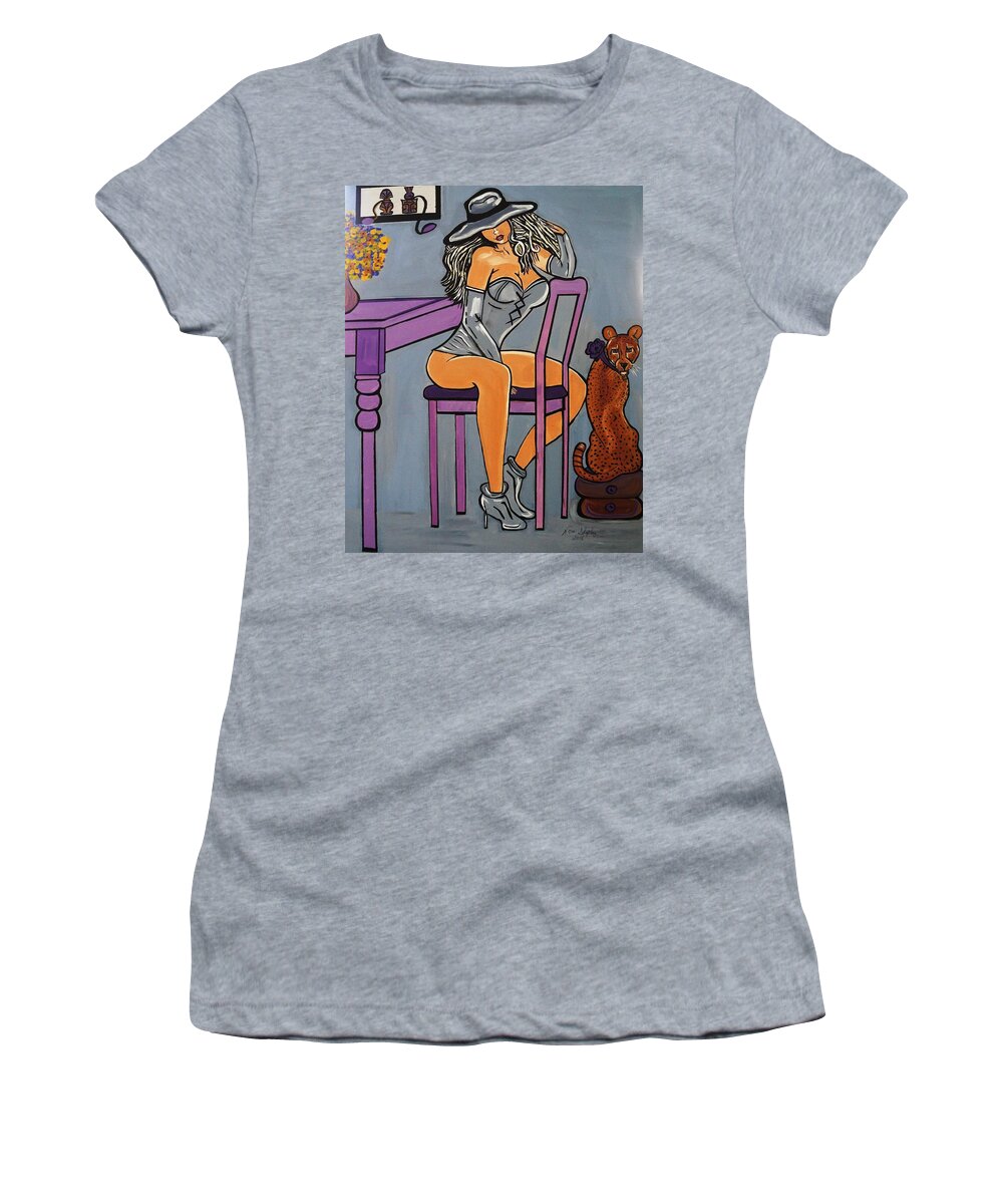 Art Deco  Emma And Me Women's T-Shirt featuring the painting Emma And Me by Nora Shepley