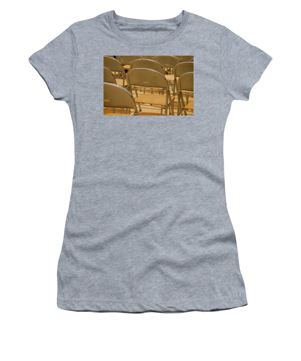 Chairs Women's T-Shirt featuring the photograph Empty by Troy Stapek