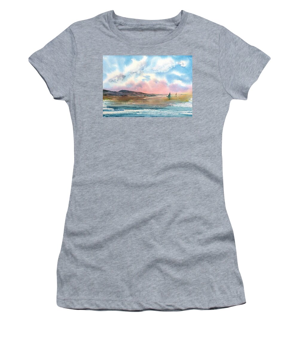 Dramatic Sky Women's T-Shirt featuring the painting End of Day by Debbie Lewis