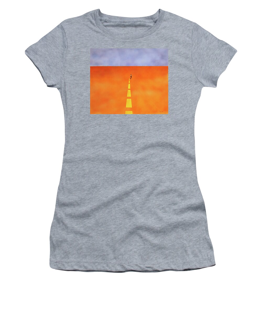 Surrealism Women's T-Shirt featuring the painting End of the Line by Thomas Blood