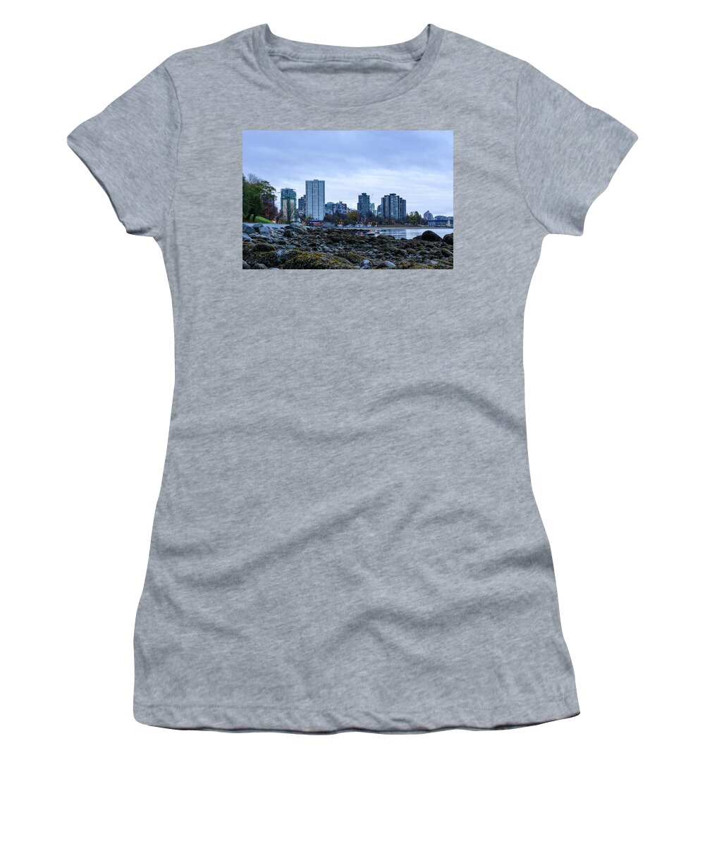 English Bay Women's T-Shirt featuring the digital art English Bay Beach Park, Vancouver BC by Michael Lee