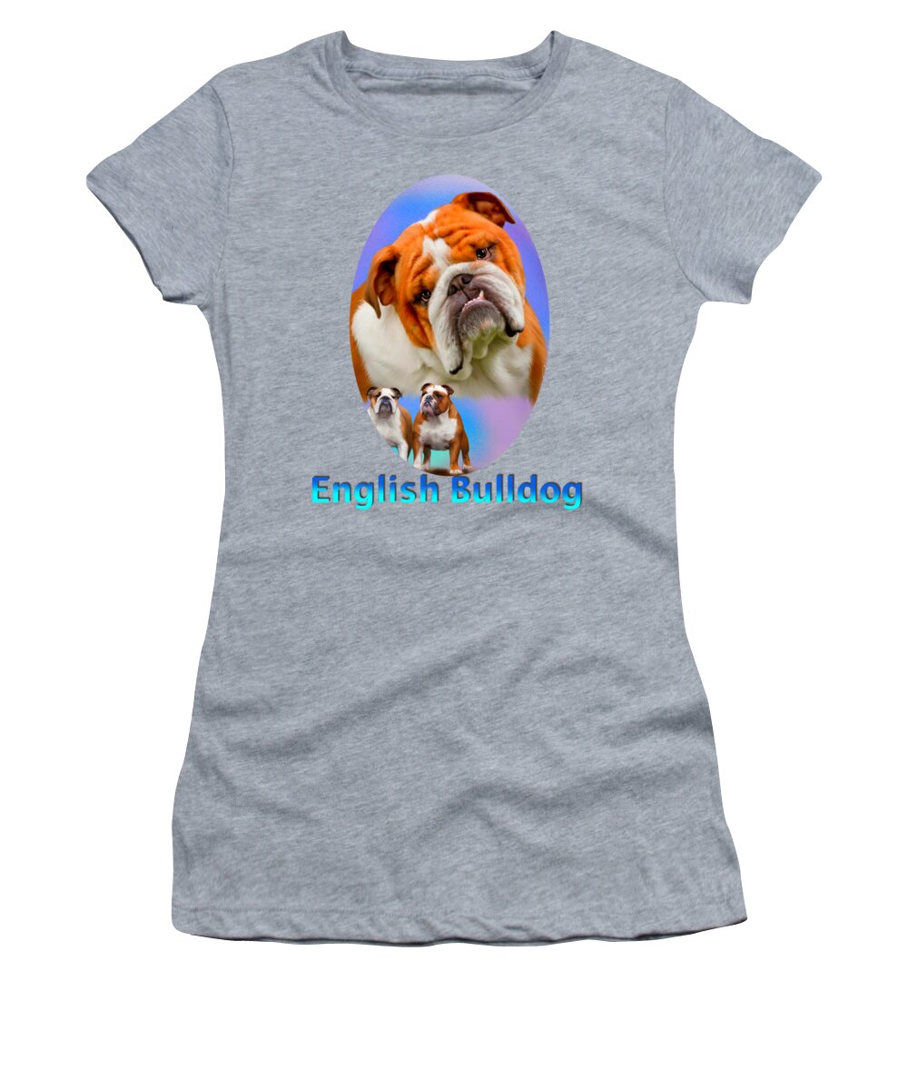 English Bulldog Women's T-Shirt featuring the painting English Bulldog With Border by Becky Herrera