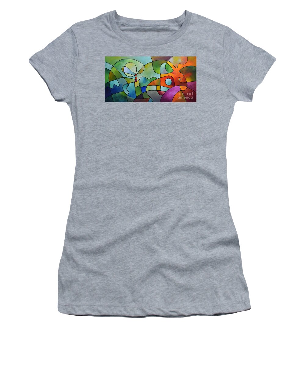 Geometric Women's T-Shirt featuring the painting Equanimity by Sally Trace