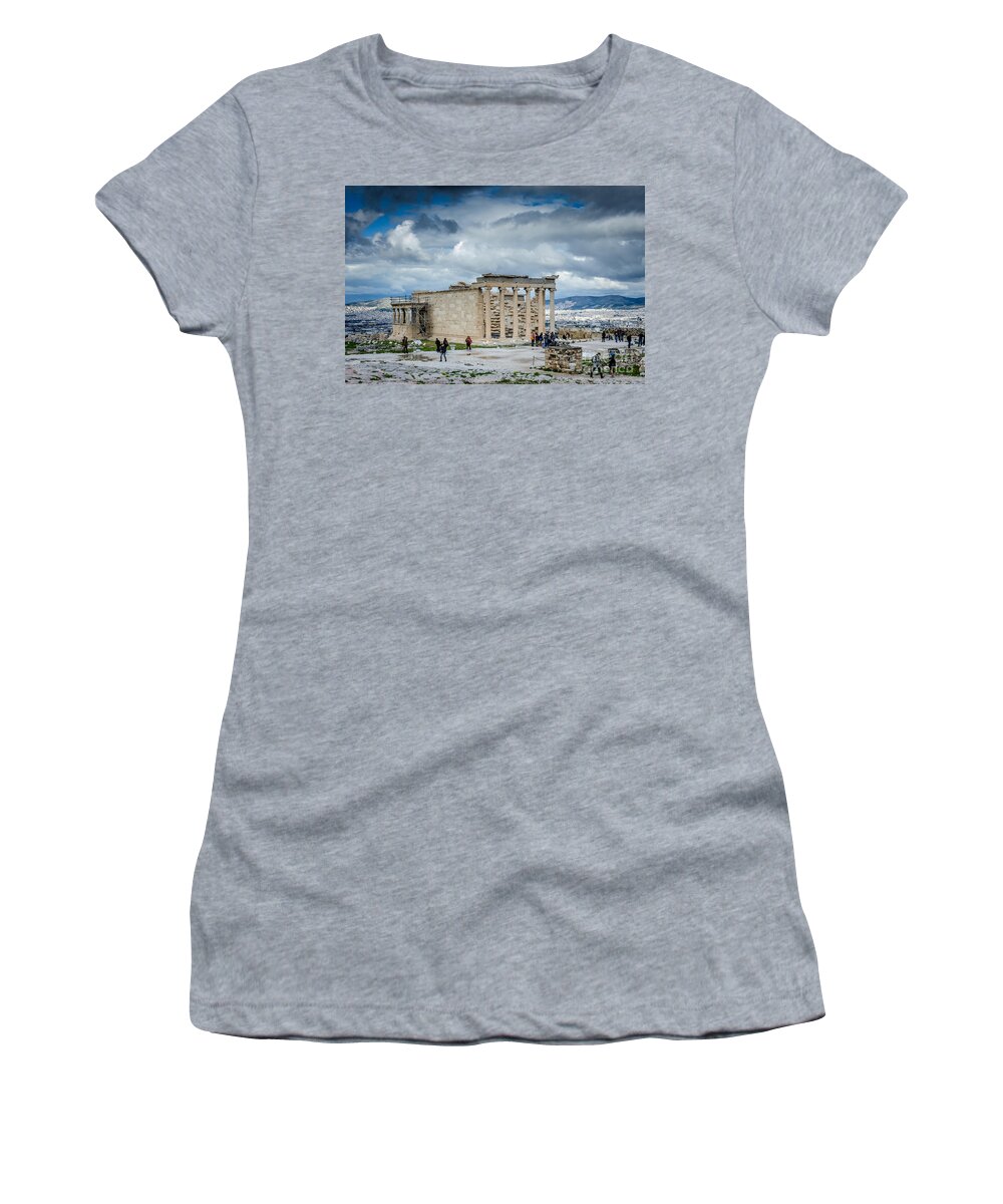 Erechtheion Of The Acropolis Women's T-Shirt featuring the photograph Erechtheion of the Acropolis by Debra Martz