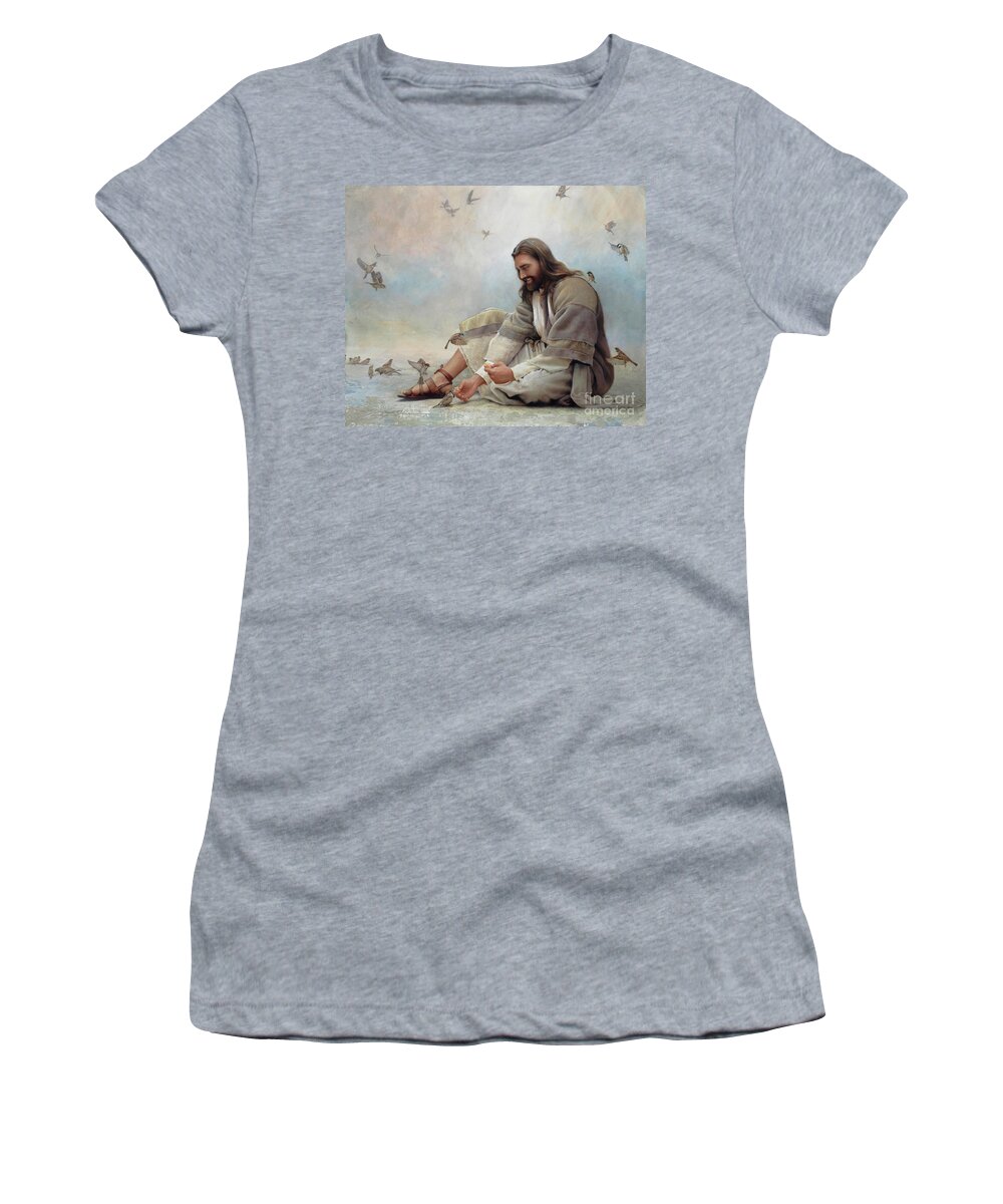 Jesus Women's T-Shirt featuring the painting Even A Sparrow by Greg Olsen