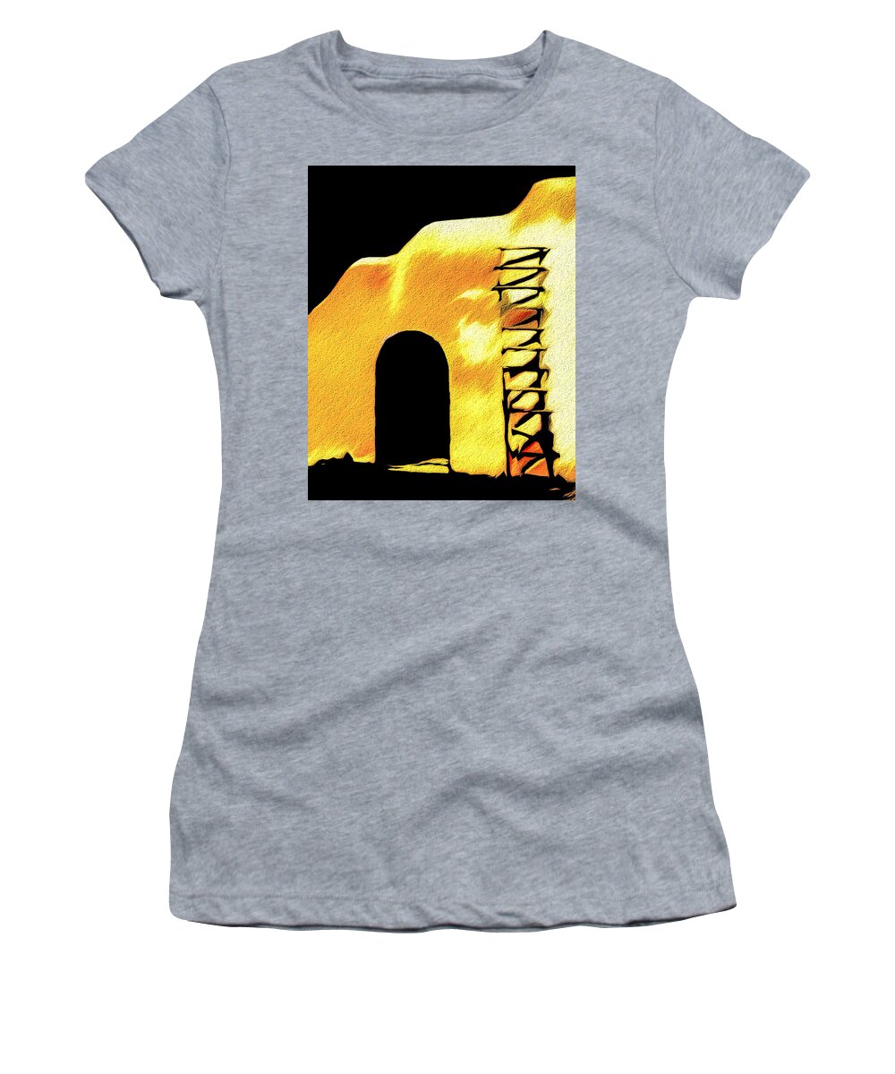 Adobe Women's T-Shirt featuring the photograph Evening in El Prado by Terry Fiala