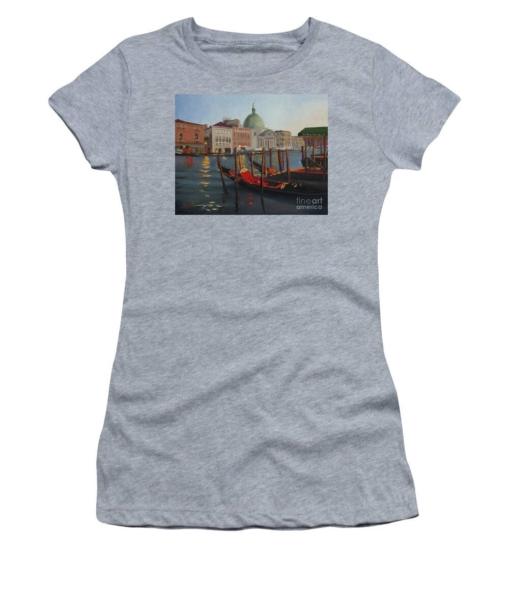Venice Women's T-Shirt featuring the painting Evening in Venice by Laura Toth