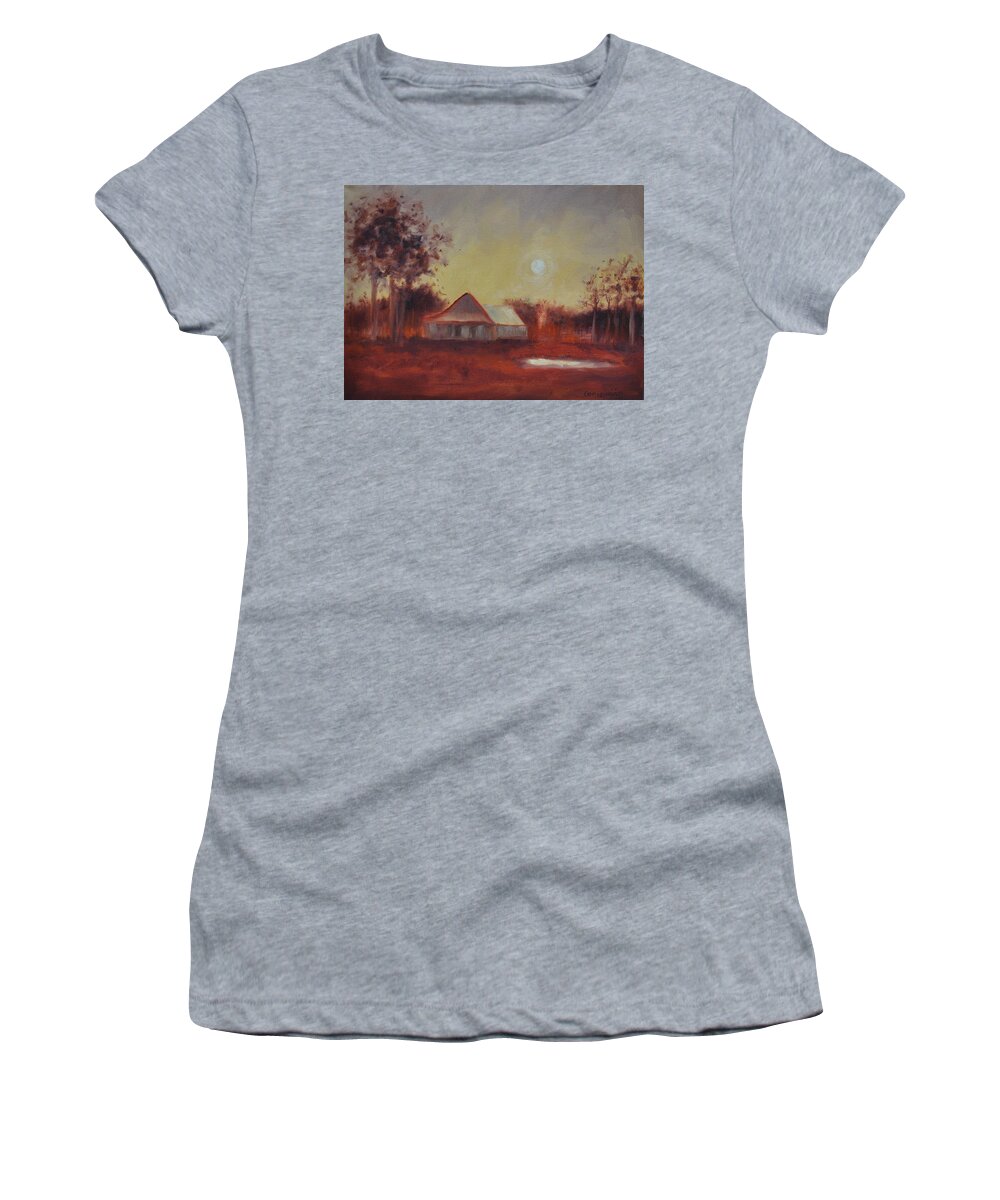 Sunsets Women's T-Shirt featuring the painting Evening Light by Ginger Concepcion