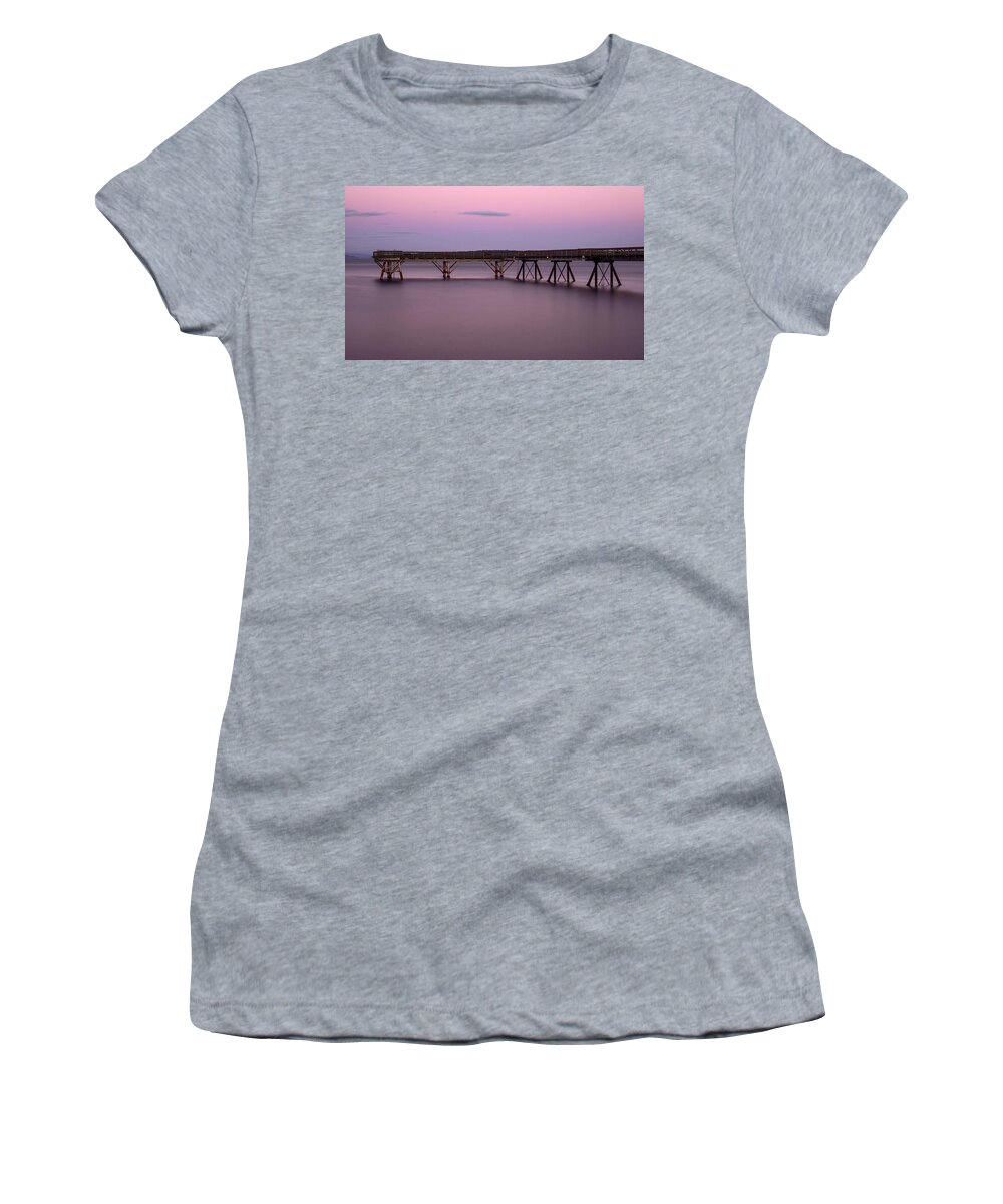 Pier Women's T-Shirt featuring the photograph Evening light by Inge Riis McDonald